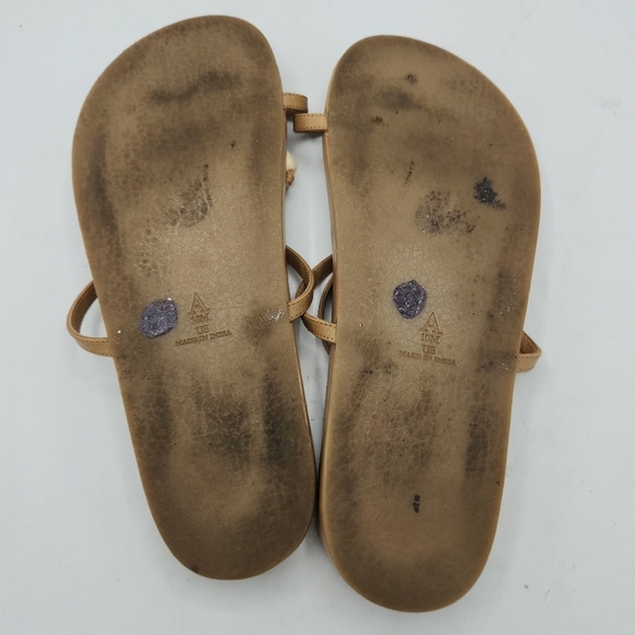 Anthropologie Toe-Loop Stone Sandals In Tan Size 10 M - Picture 11 of 15